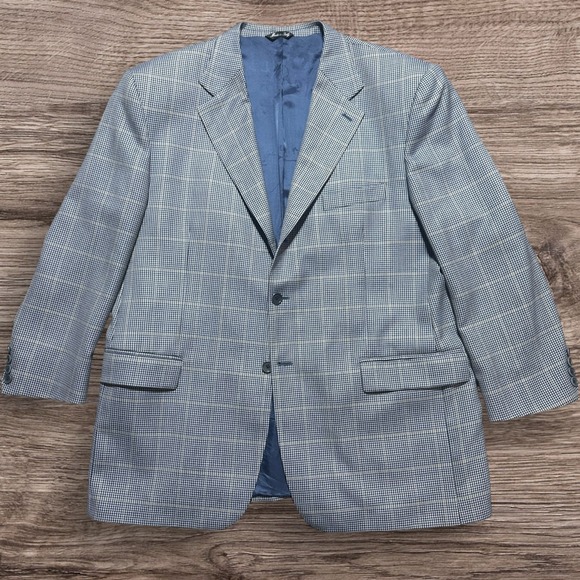 CHIAVARI Other - Italian Blazer Mens 46R Gray 3 Roll 2 Houndstooth Windowpane Wool Ivy Prep